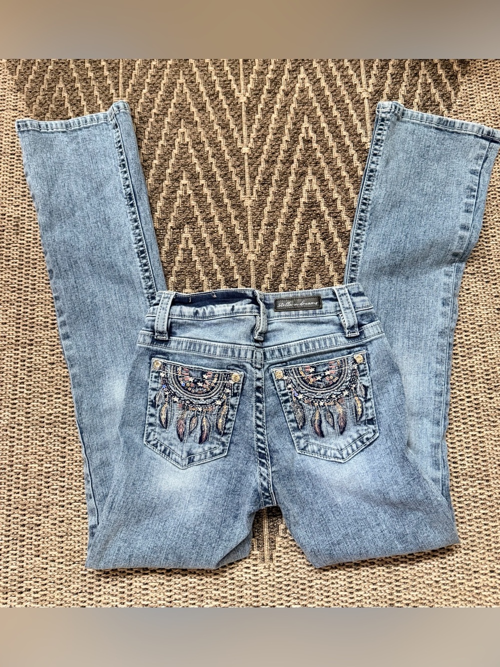 Stella & Light Blue bling Embroidered Skinny Jeans size 3/26
